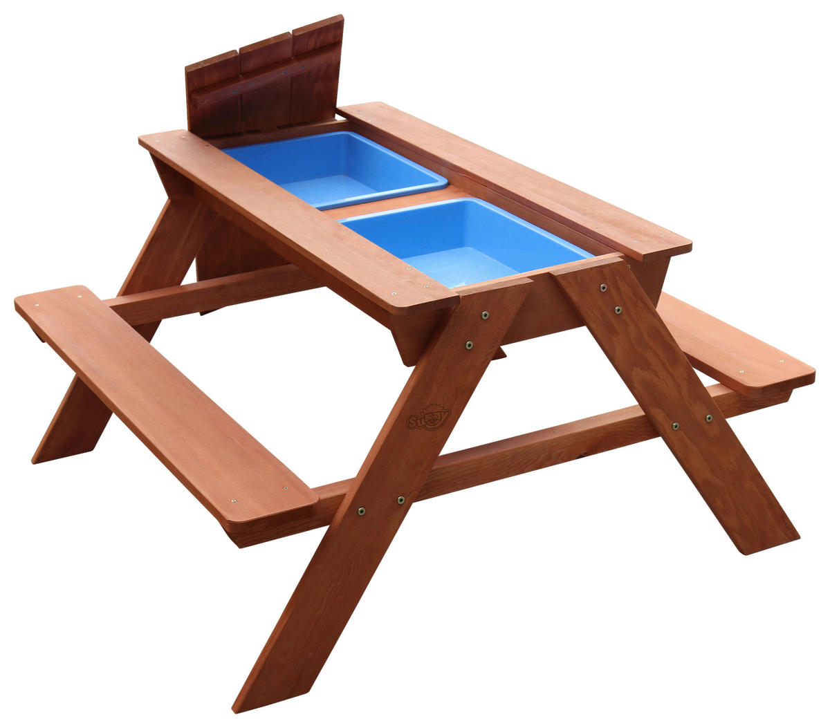 Sunny Kinder-Picknicktisch Dave rotbraun B/H/L: ca. 89x50x89 cm Dave - blau/rotbraun (89,00/89,00/50,00cm) - Sunny