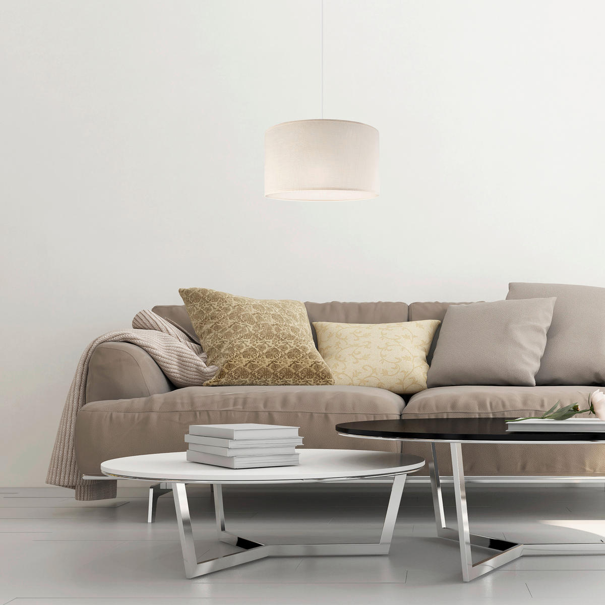 Lamkur Hängeleuchte creme PVC B/H/L: ca. 35x70x35 cm E27 1 Brennstellen Vivian - creme (35,00/35,00/70,00cm) - Lamkur