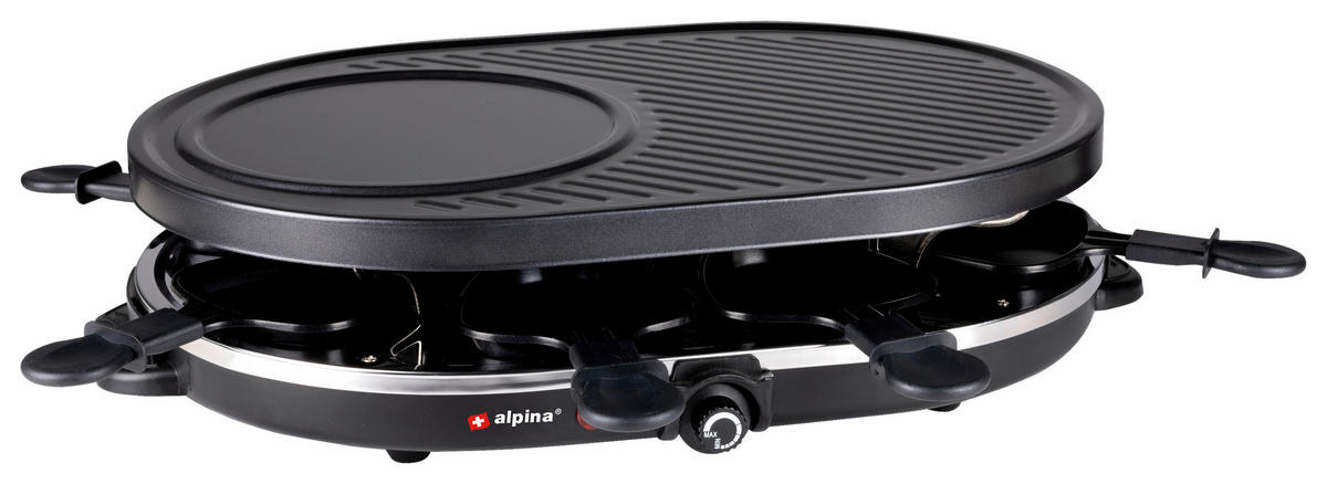 Alpina Raclette-Grill schwarz Metall B/H/L: ca. 47,5x12x32 cm Raclettegrill_Gourmet - schwarz (32,00/47,50/12,00cm) - Alpina