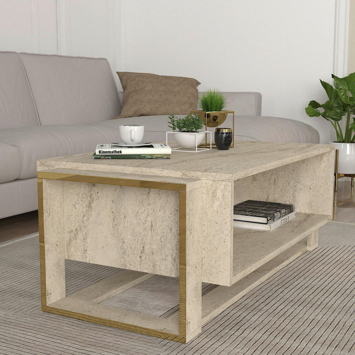 Couchtisch Bianco beige B/H/T: ca. 107x41x60 cm Bianco - beige (107,00/41,00/60,00cm) - moebel17