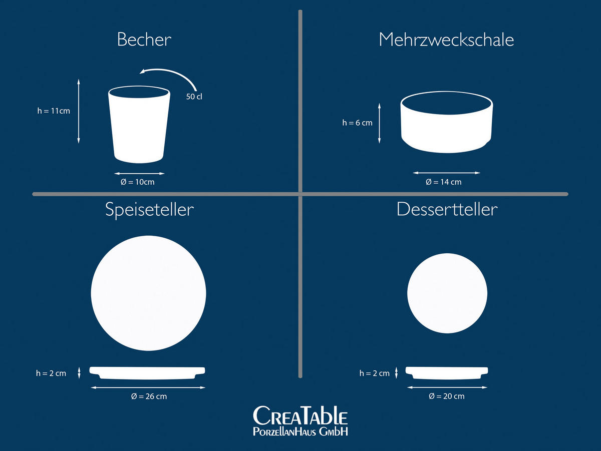 CreaTable Kombiservice Futuro weiß Steinzeug 8 tlg. Futuro - sand/weiß - CreaTable