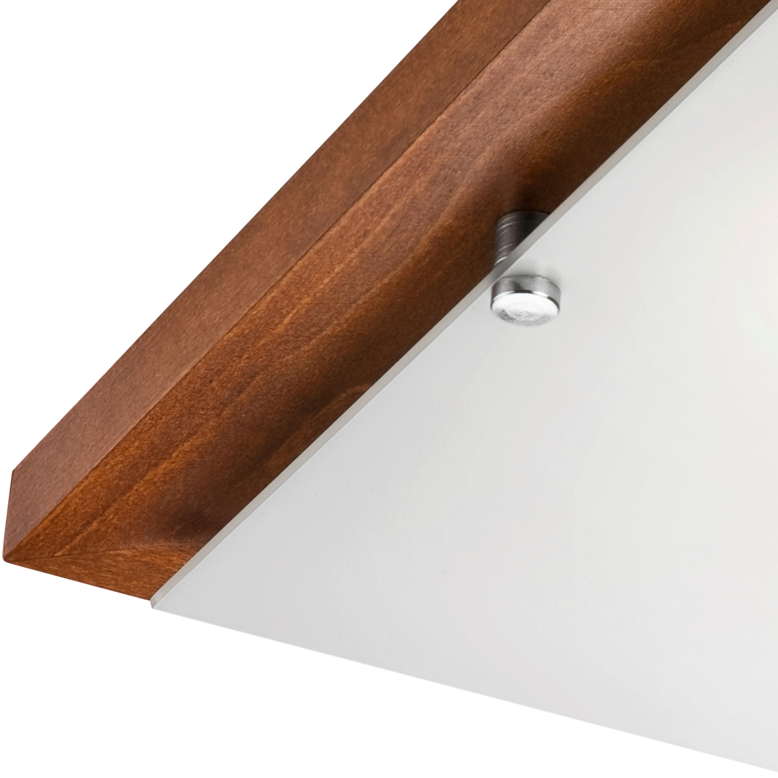 Lamkur Deckenleuchte PEDRO 27036 rustikal Glas Holz H/L: ca. 6,5x35 cm E27 2 Brennstellen Pedro - rustikal (35,00cm) - Lamkur