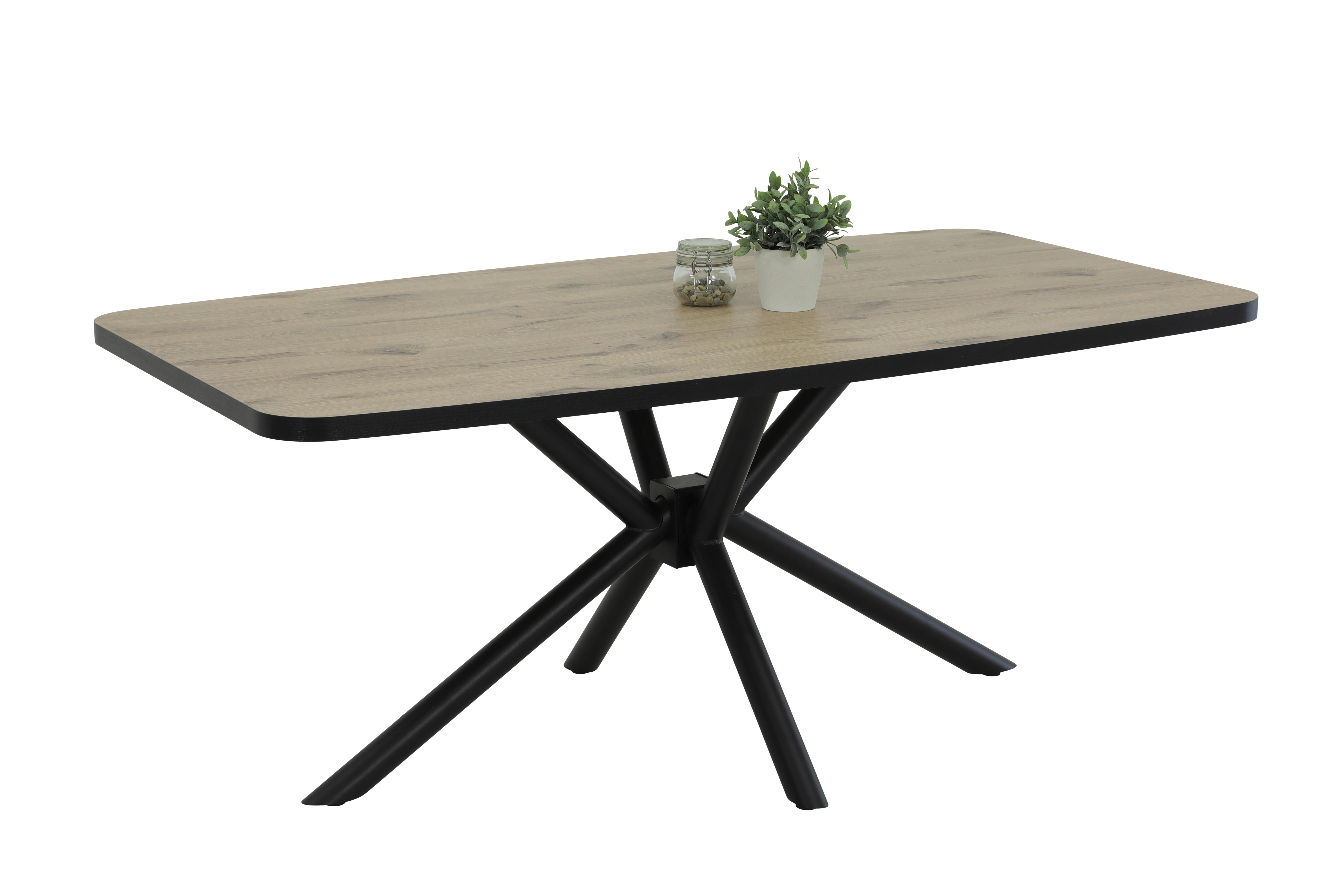 Esstisch Jana Oak Nachbildung schwarz B/H/T: ca. 180x76x100 cm Jana - schwarz/Oak (180,00/76,00/100,00cm)