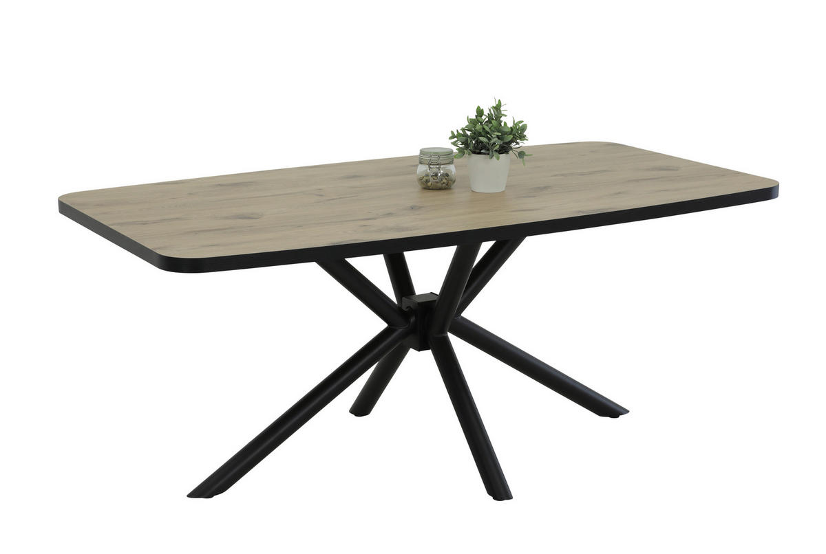 Esstisch Jana Oak Nachbildung schwarz B/H/T: ca. 180x76x100 cm Jana - schwarz/Oak (180,00/76,00/100,00cm)