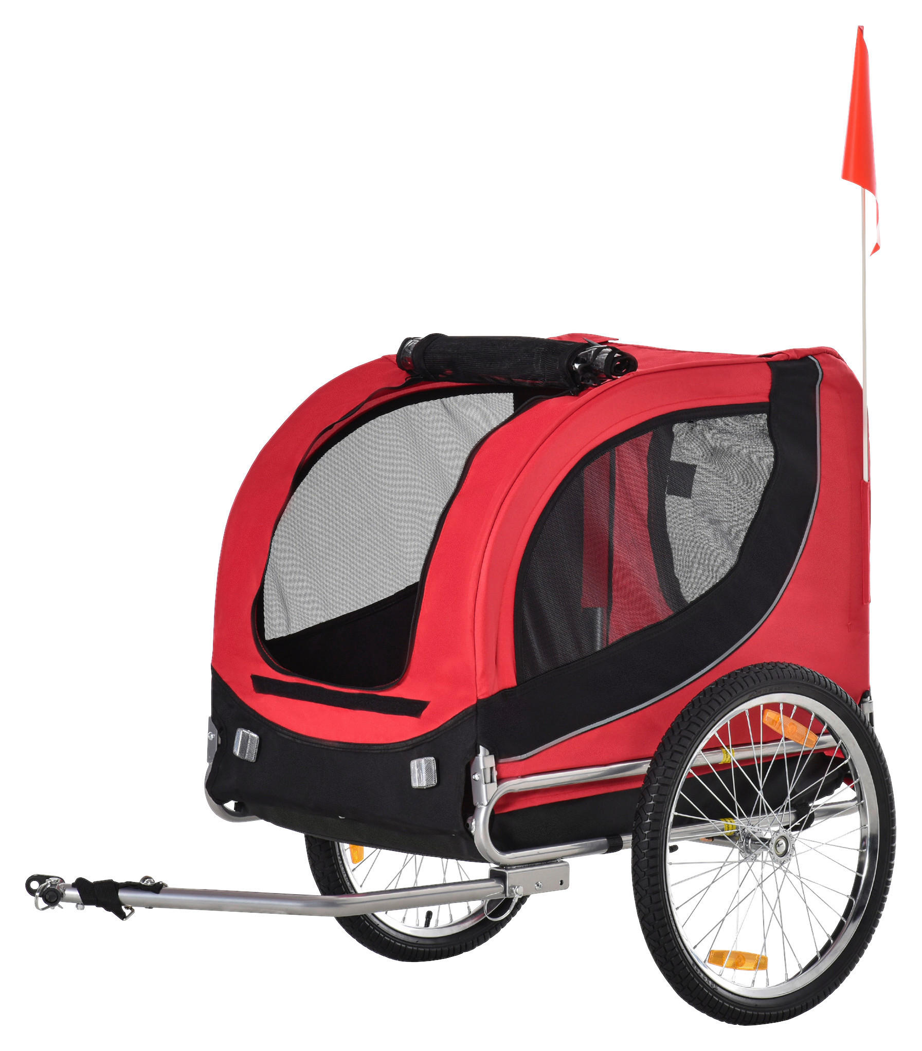 PawHut Fahrradanhänger 20 Zoll schwarz schwarz B/H/L: ca. 75x64x135 cm Radanhänger f. Hunde B4-0003 - rot/schwarz (135,00/75,00/64,00cm) - PawHut