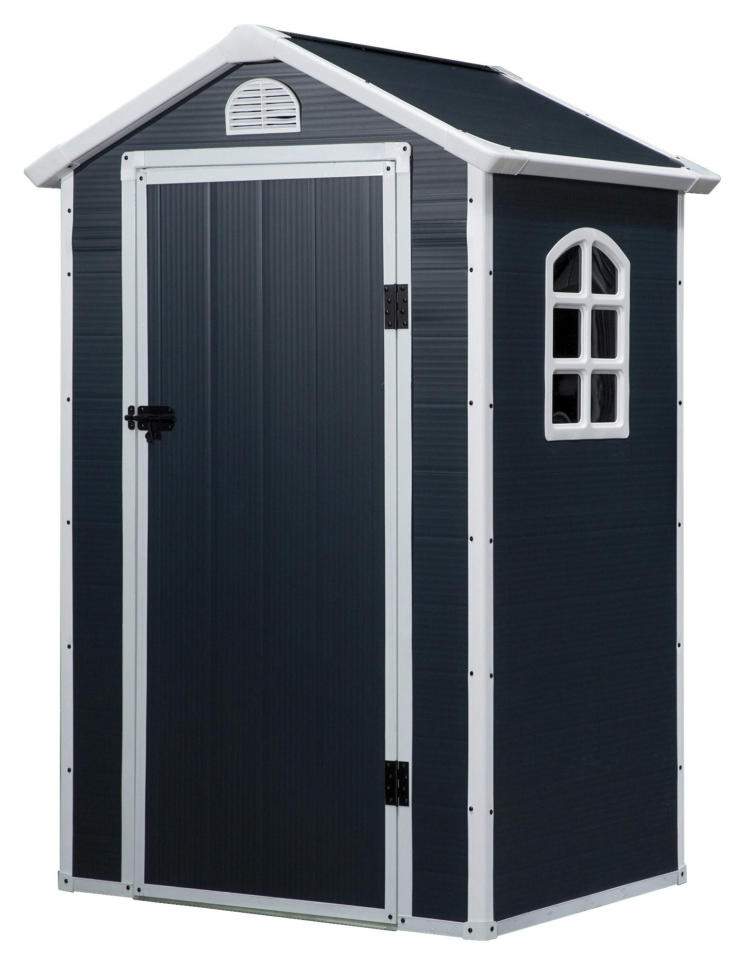 Outsunny Gartenhaus grau Metall B/H/L: ca. 104x204x134 cm Gartenhaus_mit_Lüftungsfenster - grau (134,00/104,00/204,00cm) - Outsunny