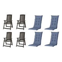 JARDIN,MADISON Klappsessel Set + Auflagen Aruba Graphit Kunststoff B/H/L: ca. 72x110x61 cm Aruba - Graphit (61,00/72,00/110,00cm) - JARDIN,MADISON