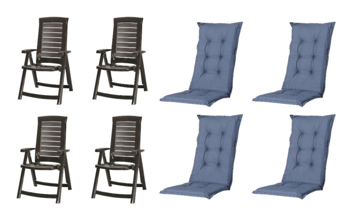 JARDIN,MADISON Klappsessel Set + Auflagen Aruba Graphit Kunststoff B/H/L: ca. 72x110x61 cm Aruba - Graphit (61,00/72,00/110,00cm) - JARDIN,MADISON