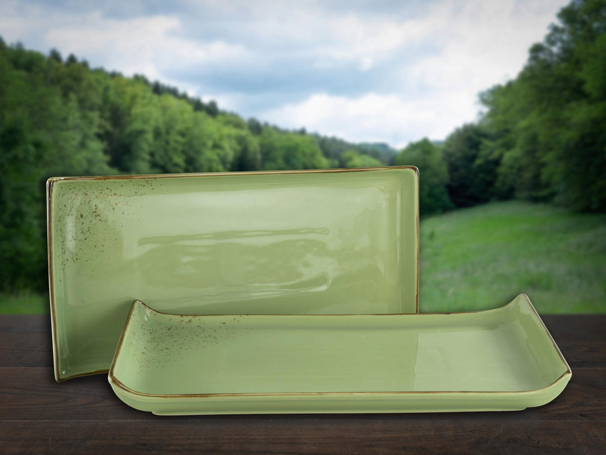 CreaTable Servierplatte NATURE COLLECTION grün Steinzeug B/L: ca. 165x33 cm NATURE COLLECTION - grün (165,00/33,00cm) - CreaTable