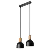 Lamkur Hängeleuchte schwarz Eiche Holz Stahl B/H/L: ca. 15,5x93x41 cm E27 2 Brennstellen Alma - Eiche/schwarz (41,00/15,50/93,00cm) - Lamkur