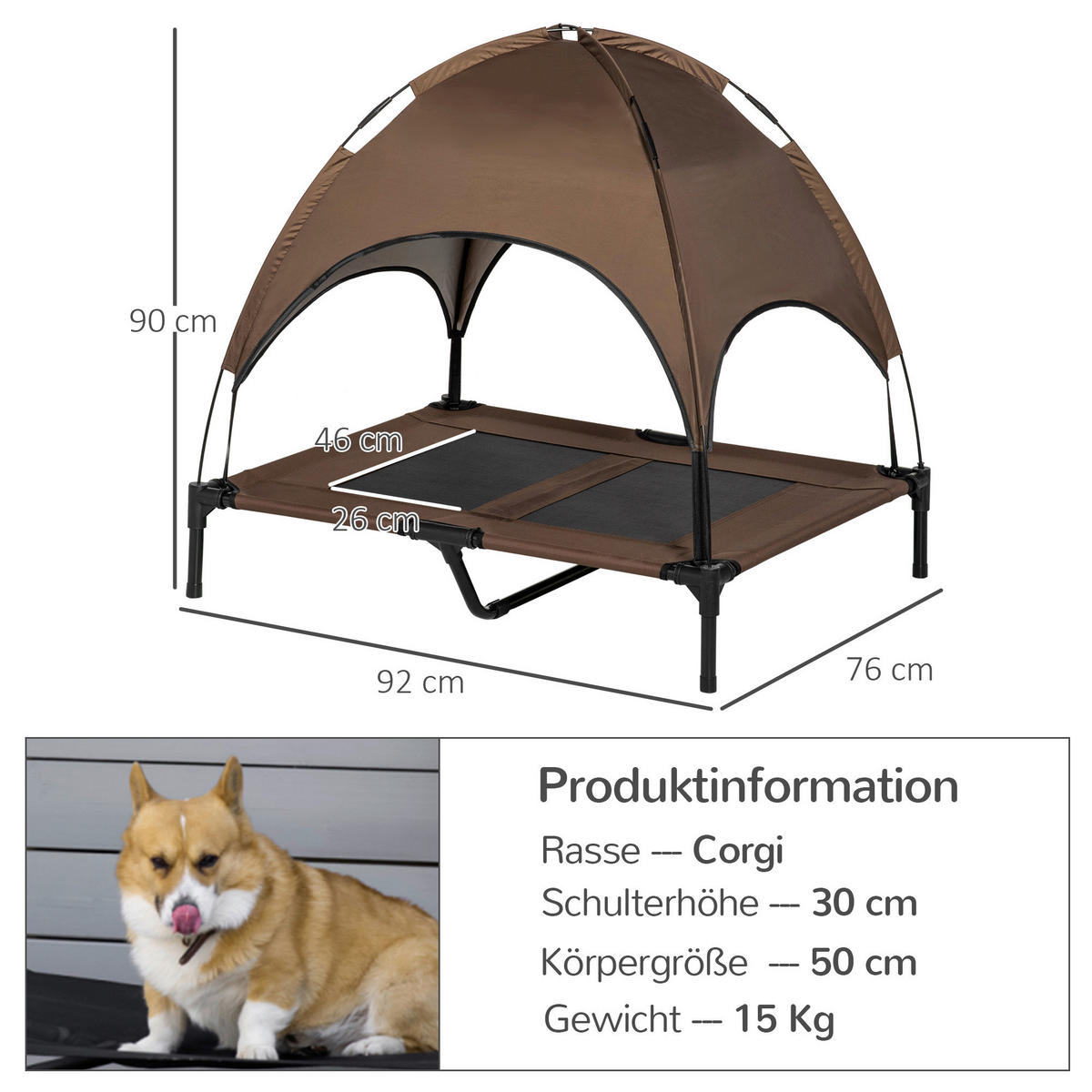 PawHut Hunde-Zubehör schwarz Polyester B/H/L: ca. 76x92x90 cm Hundebett - schwarz (90,00/76,00/92,00cm) - PawHut