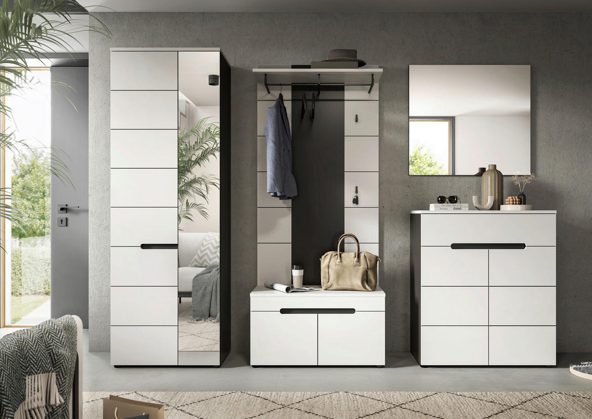 Garderobe Canu basaltgrau Nachbildung weiß B/H/T: ca. 255x190x37 cm Canu - weiß/basaltgrau (255,00/190,00/37,00cm) - xonox.home