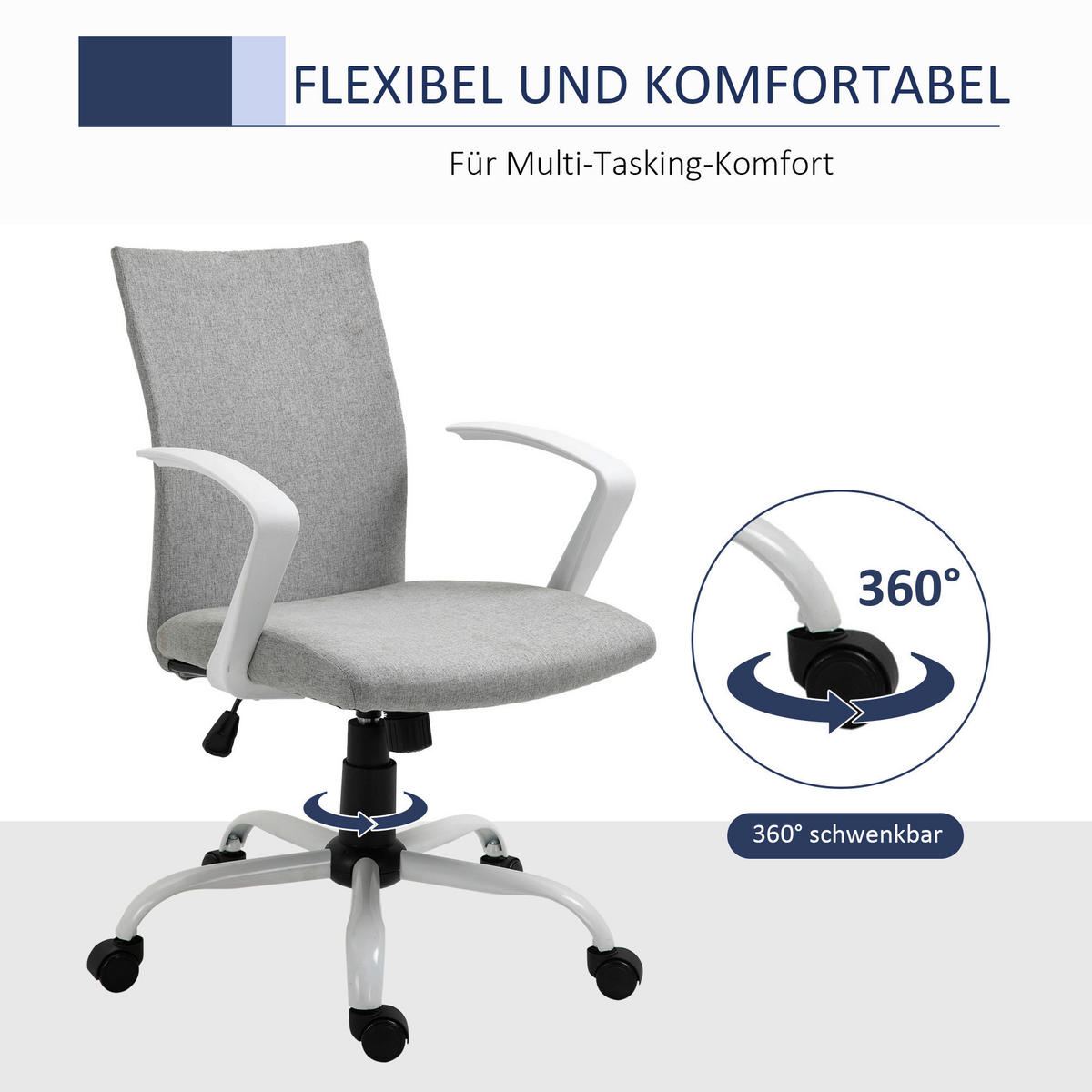 Drehstuhl 921-540LG grau 921-540LG - grau (61,00/89,00/61,00cm) - Vinsetto