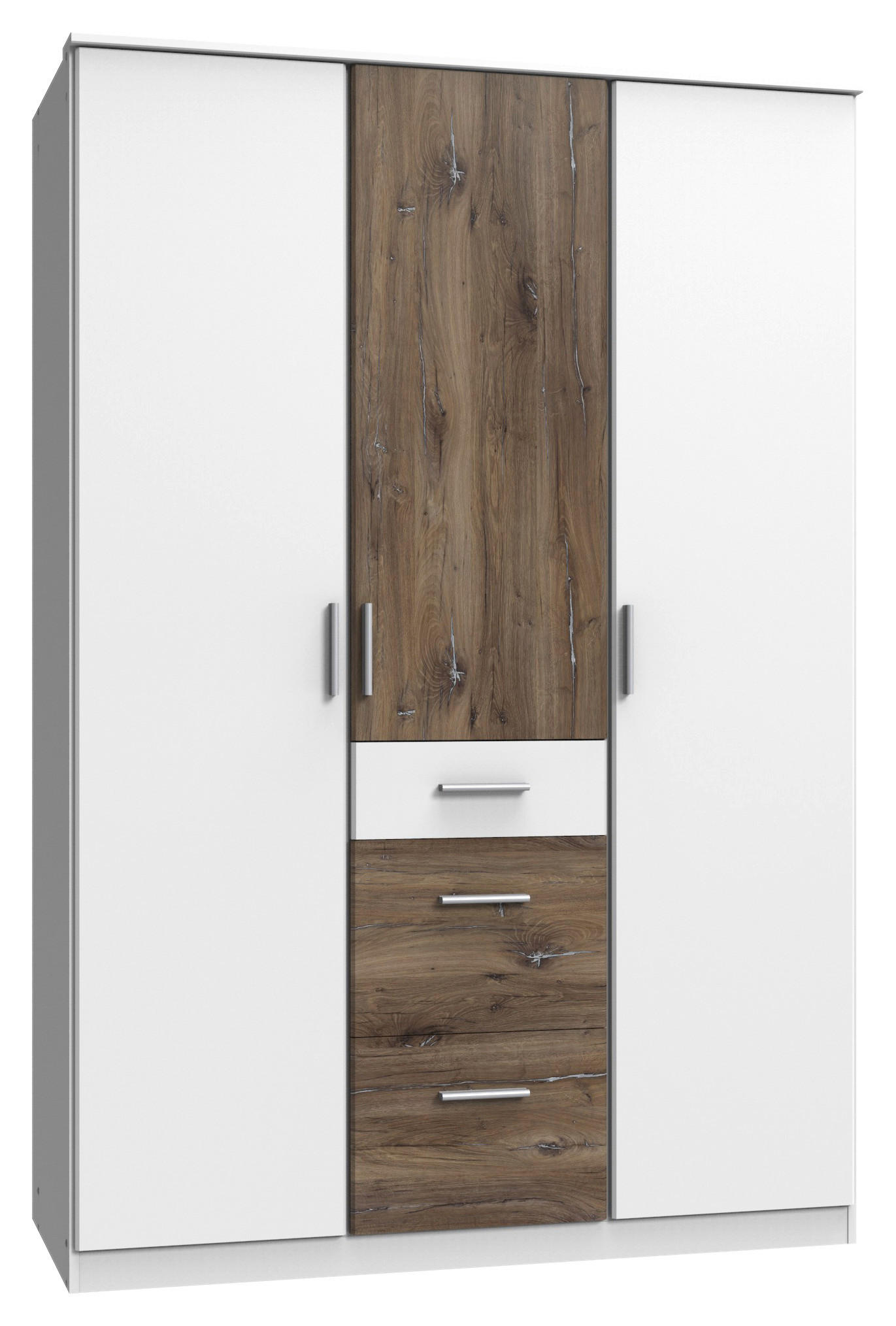 Kleiderschrank Joker weiß Eiche Flagstaff Nachbildung B/H/T: ca. 135x199x58 cm Joker - Eiche/weiß (135,00/199,00/58,00cm)