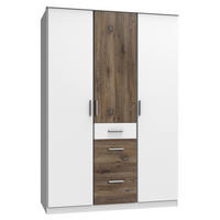 Kleiderschrank Joker weiß Eiche Flagstaff Nachbildung B/H/T: ca. 135x199x58 cm Joker - Eiche/weiß (135,00/199,00/58,00cm)