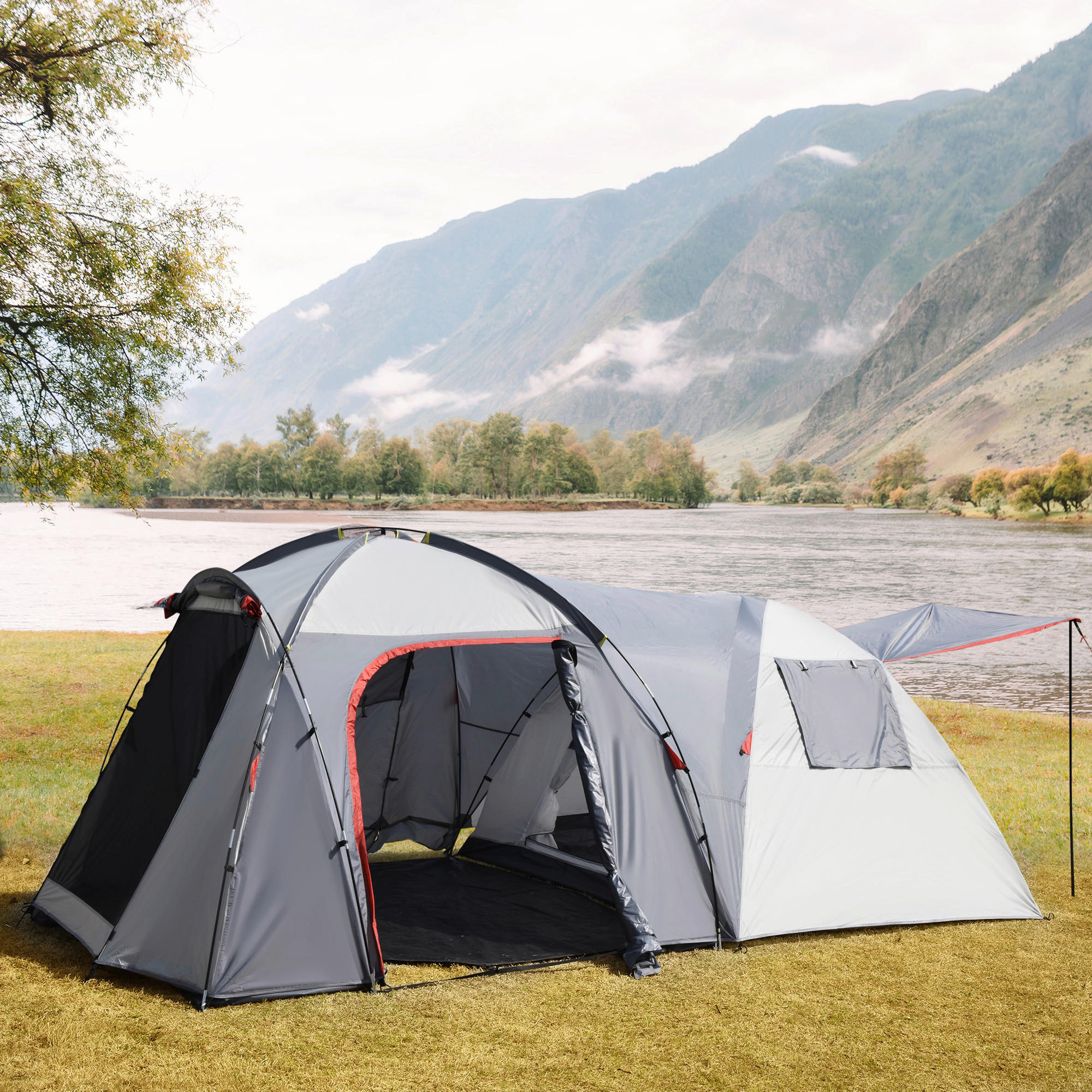 Outsunny Campingartikel B/H/L: ca. 250x490x185 cm Campingzelt - grau (185,00/250,00/490,00cm) - Outsunny