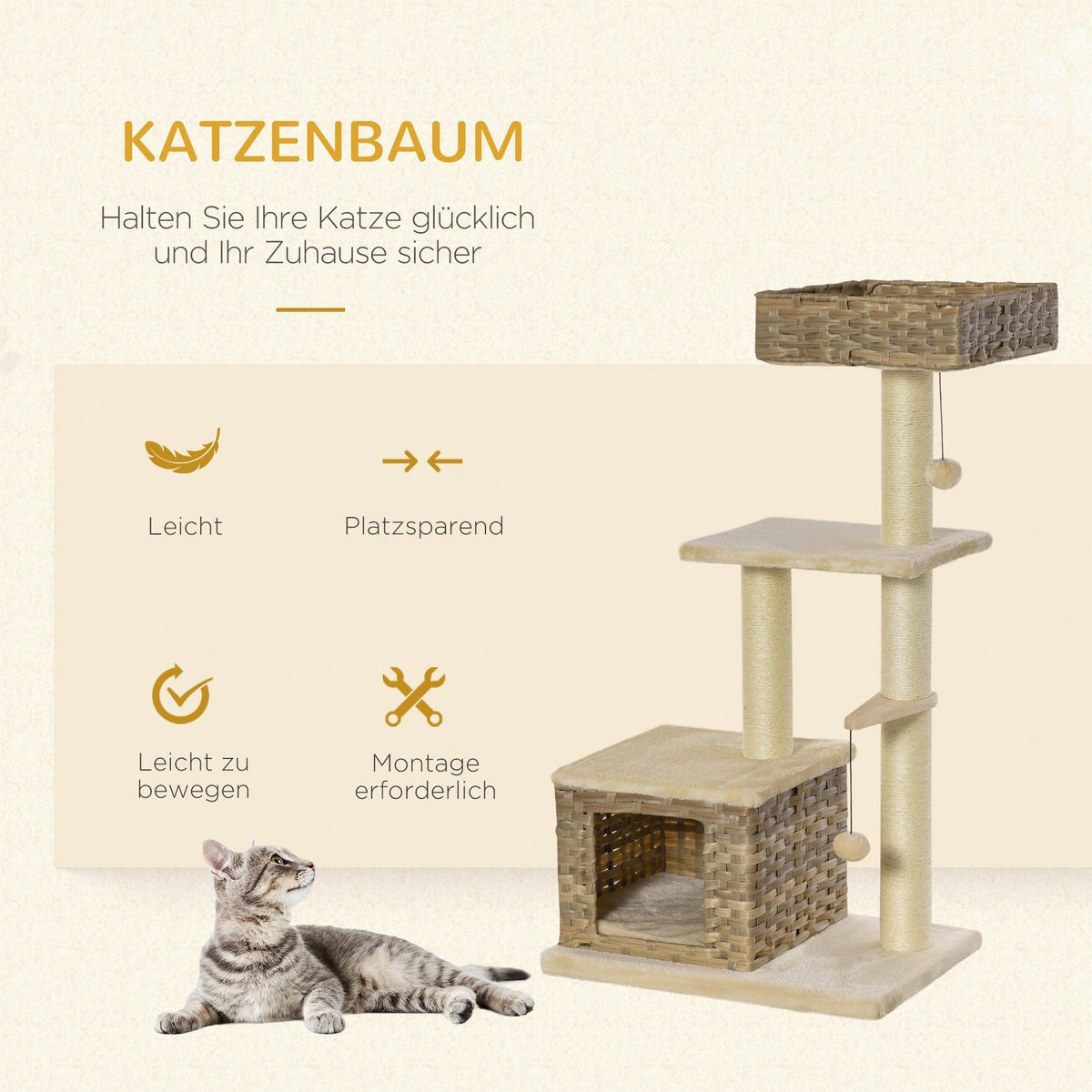PawHut Kratzbaum Kratzbaum - (40,00/60,00/109,00cm) - PawHut