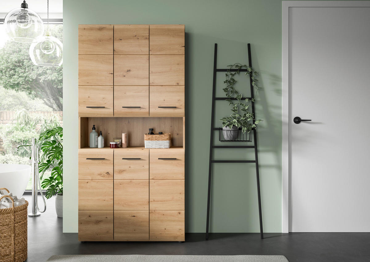 Mehrzweckschrank Ice Artisan Oak Nachbildung B/H/T: ca. 90x185x30 cm Ice - (90,00/185,00/30,00cm) - xonox.home