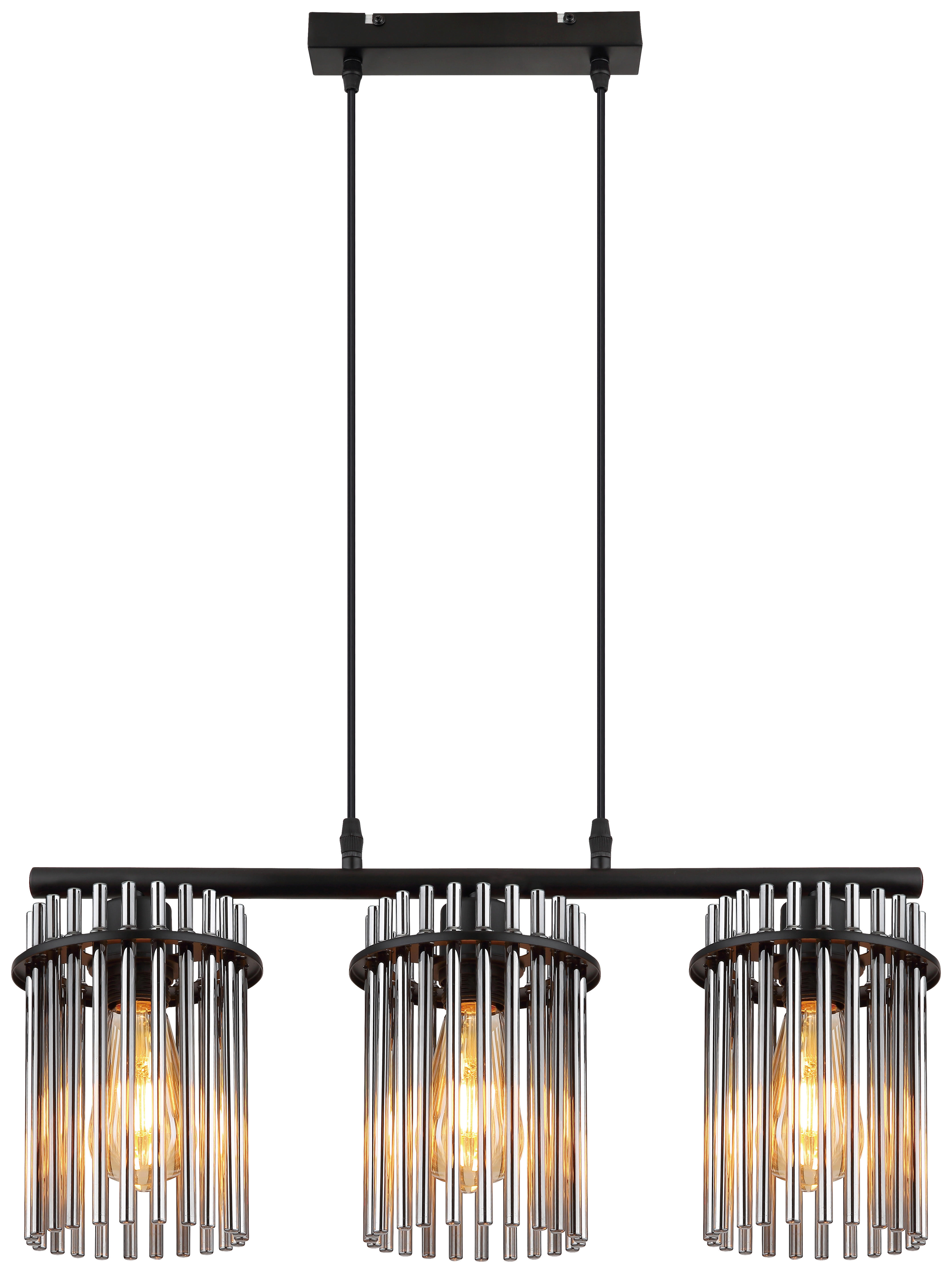 Pendelleuchte schwarz Metall B/H: ca. 55x120 cm E27 3 Brennstellen Pendelleuchte_Garley - schwarz (55,00/120,00cm)