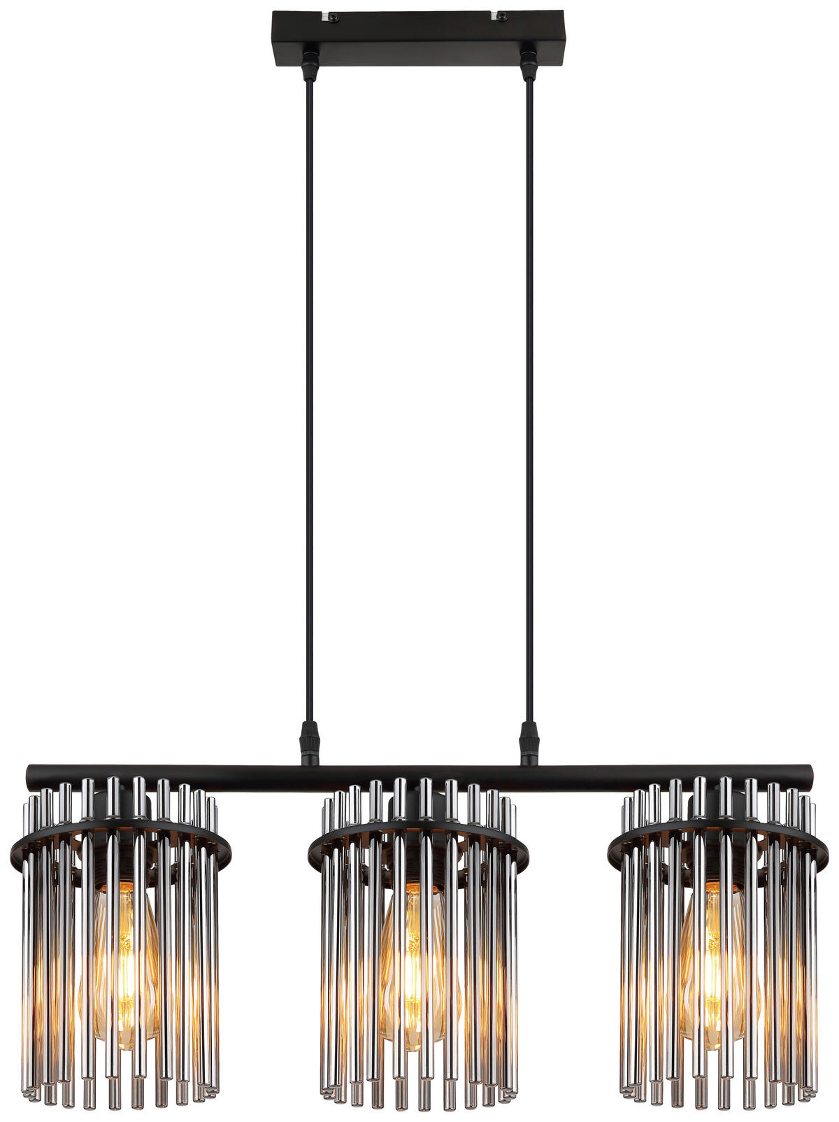 Pendelleuchte schwarz Metall B/H: ca. 55x120 cm E27 3 Brennstellen Pendelleuchte_Garley - schwarz (55,00/120,00cm)