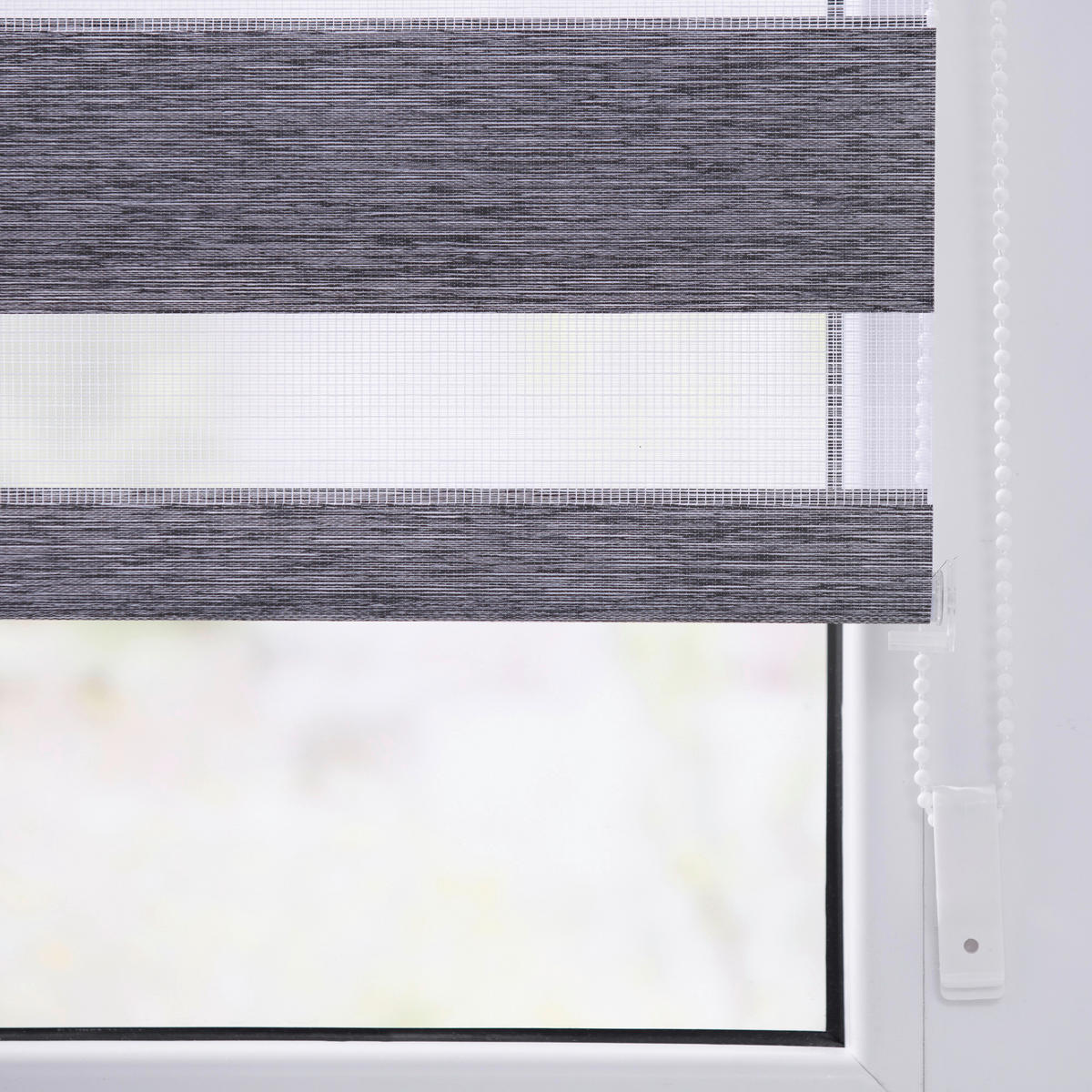 Doppelrollo Duo meliert dunkelgrau B/L: ca. 45x150 cm Duo meliert - dunkelgrau (45,00/150,00cm) - LICHTBLICK