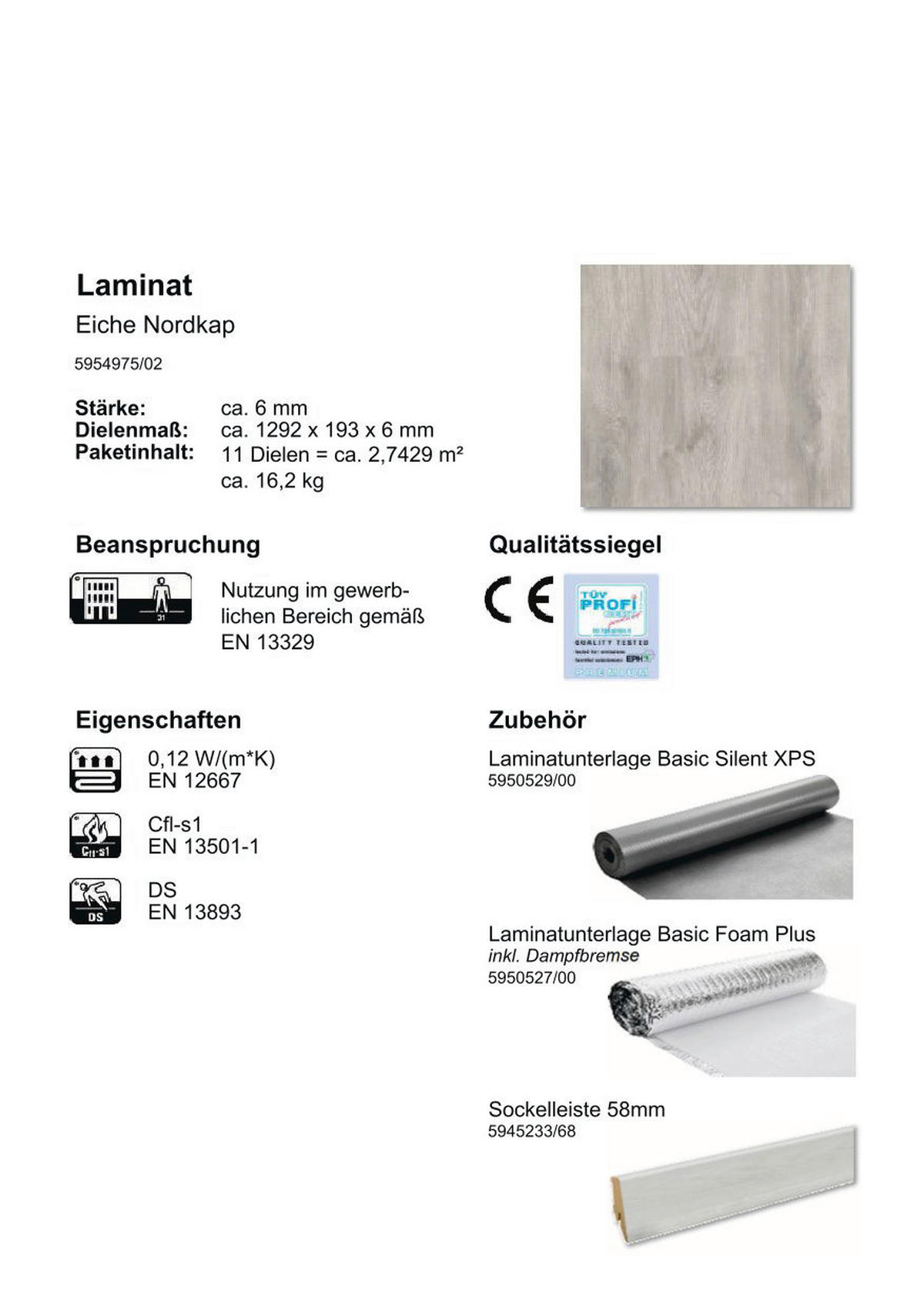 EGGER Laminatboden Eiche Nordkap ca.2,7429 m² im Paket  B/L: ca. 19,2x129,2 cm pro Paket Eiche Nordkap ca.2,7429 m² im Paket - Eiche (19,20/129,20cm) - EGGER