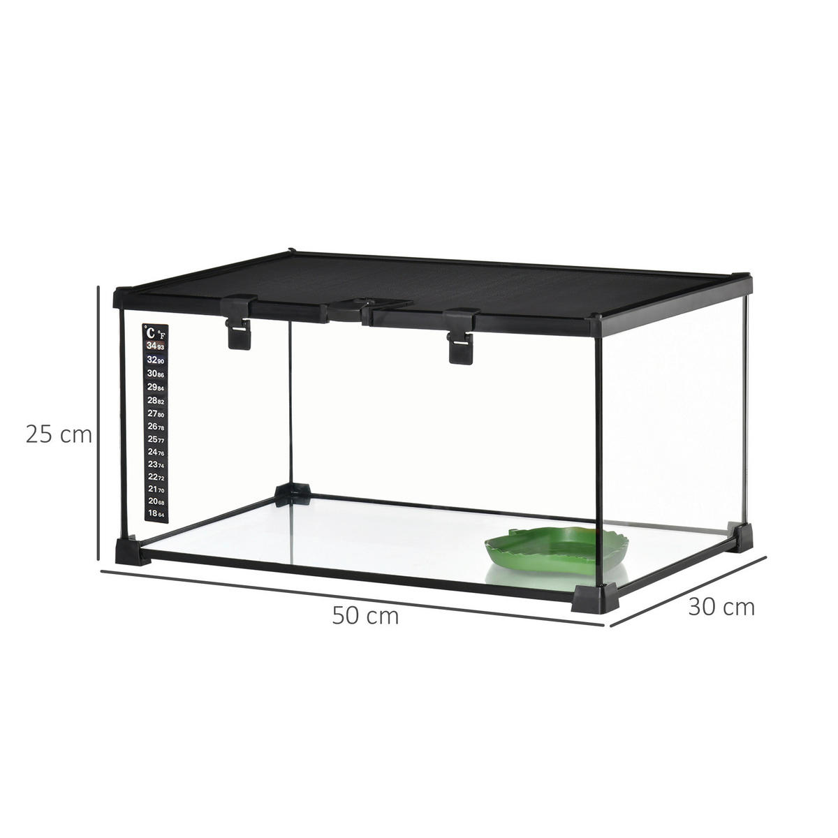 PawHut Terrarium schwarz Edelstahl B/H/L: ca. 30x50x25 cm Terrarium_für_Reptilien - schwarz (25,00/30,00/50,00cm) - PawHut