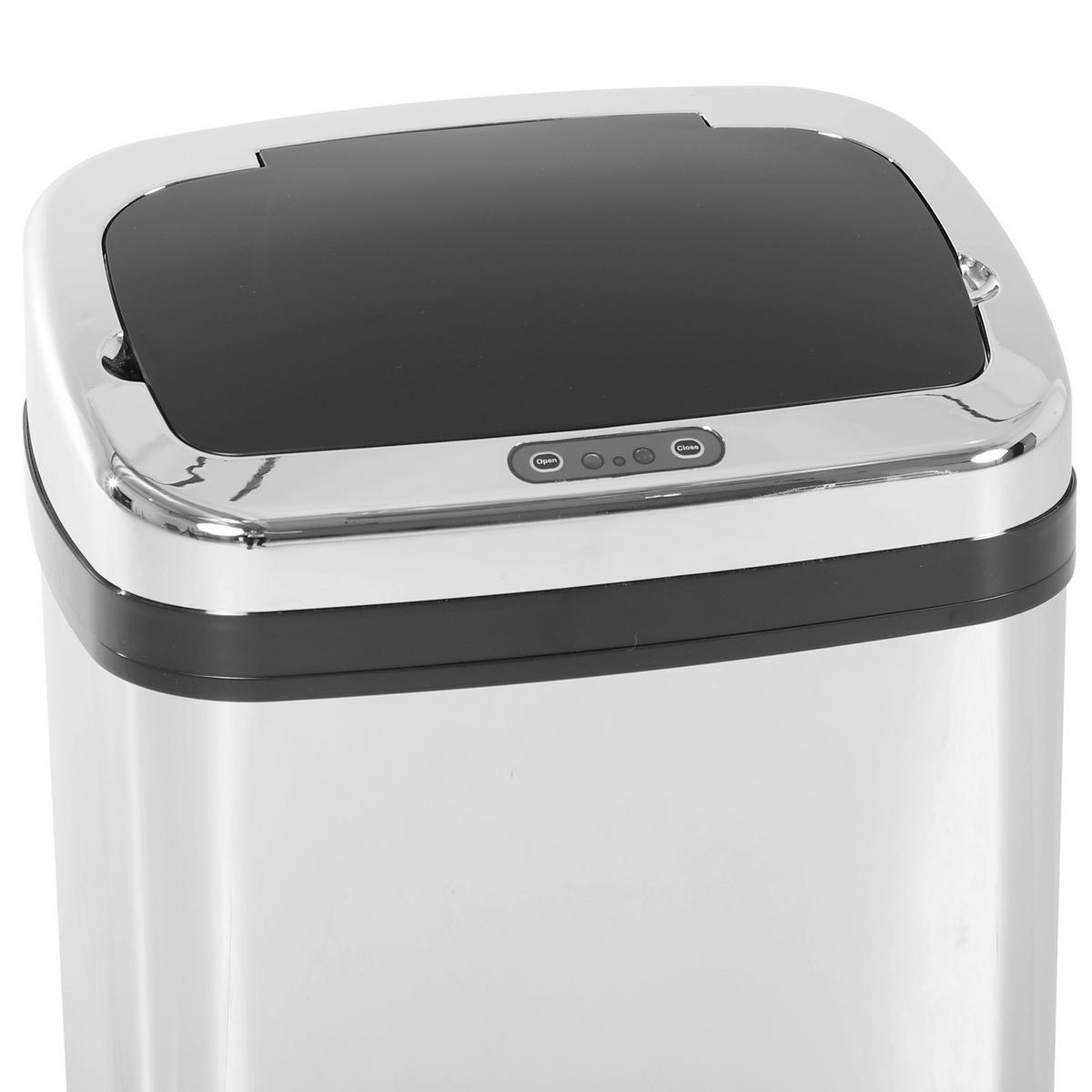 HOMCOM Mülleimer silber B/H/L: ca. 25x58x33 cm Automatik_Mülleimer silber - schwarz/silber (33,00/25,00/58,00cm) - HOMCOM