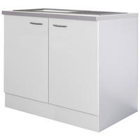 Spülenschrank Wito weiß B/H/T: ca. 100x85x60 cm Wito - weiß/Edelstahl (100,00/85,00/60,00cm) - Flex-Well