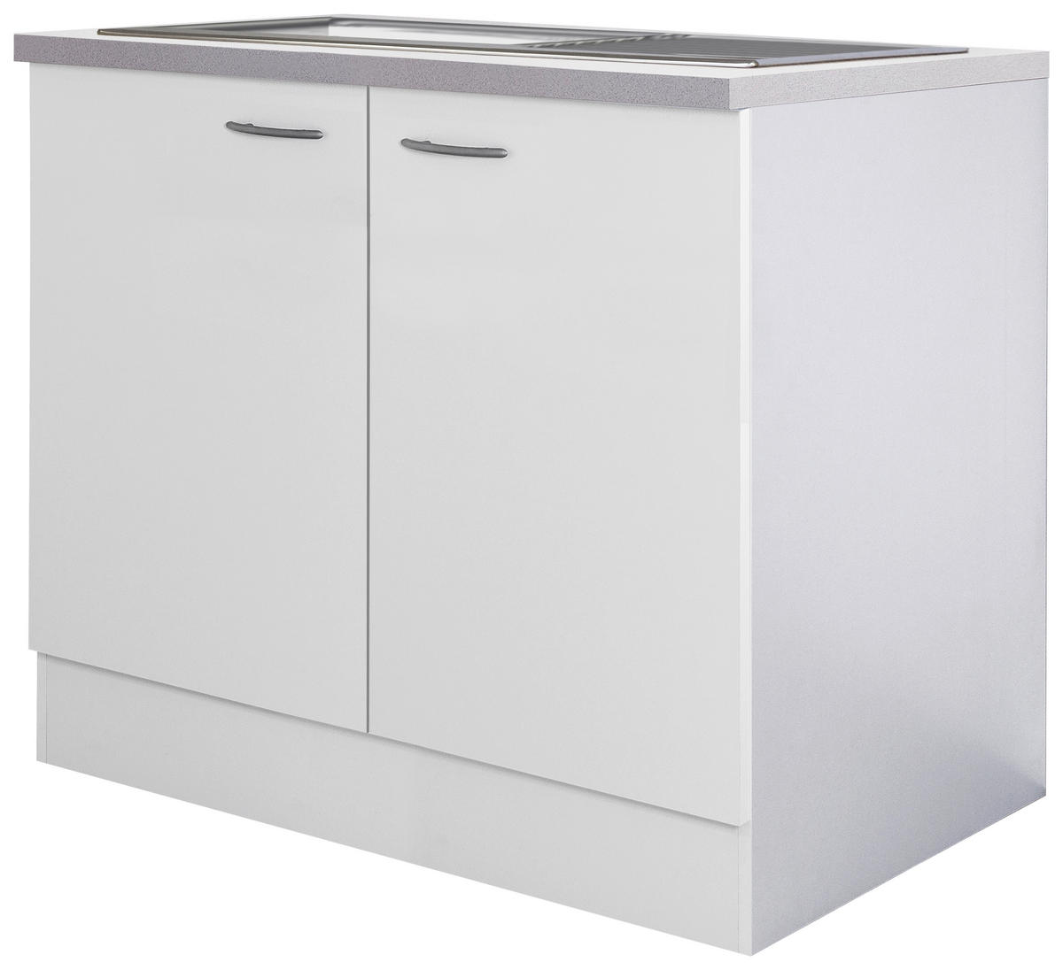 Spülenschrank Wito weiß B/H/T: ca. 100x85x60 cm Wito - weiß/Edelstahl (100,00/85,00/60,00cm) - Flex-Well