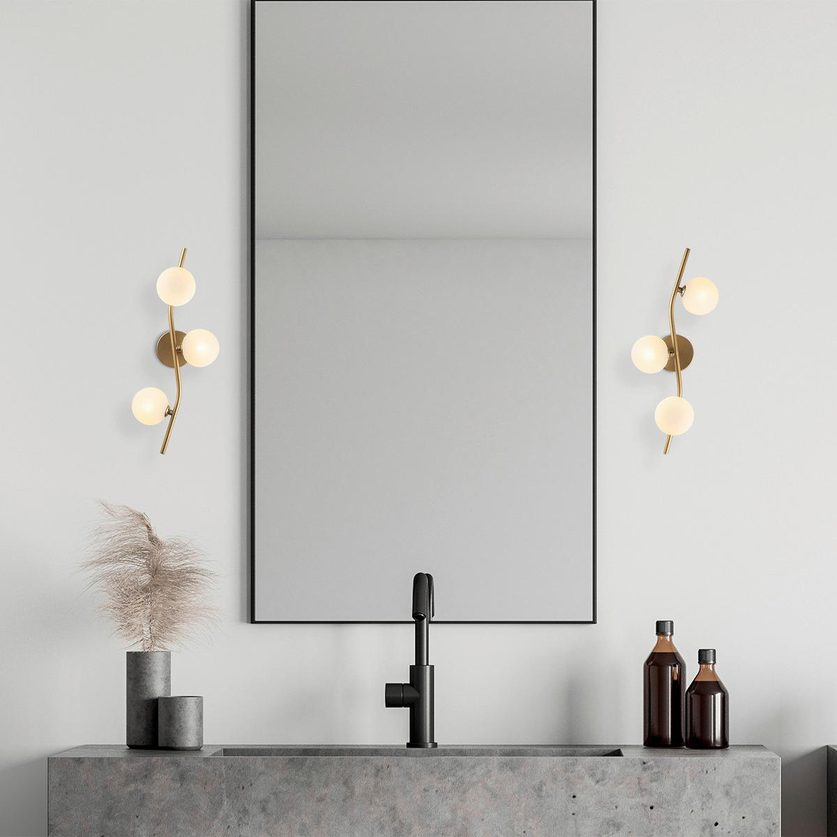 Opviq Wandleuchte Glas Metall B/H/L: ca. 19x55x23 cm G9 3 Brennstellen Antique - (23,00/19,00/55,00cm) - Opviq