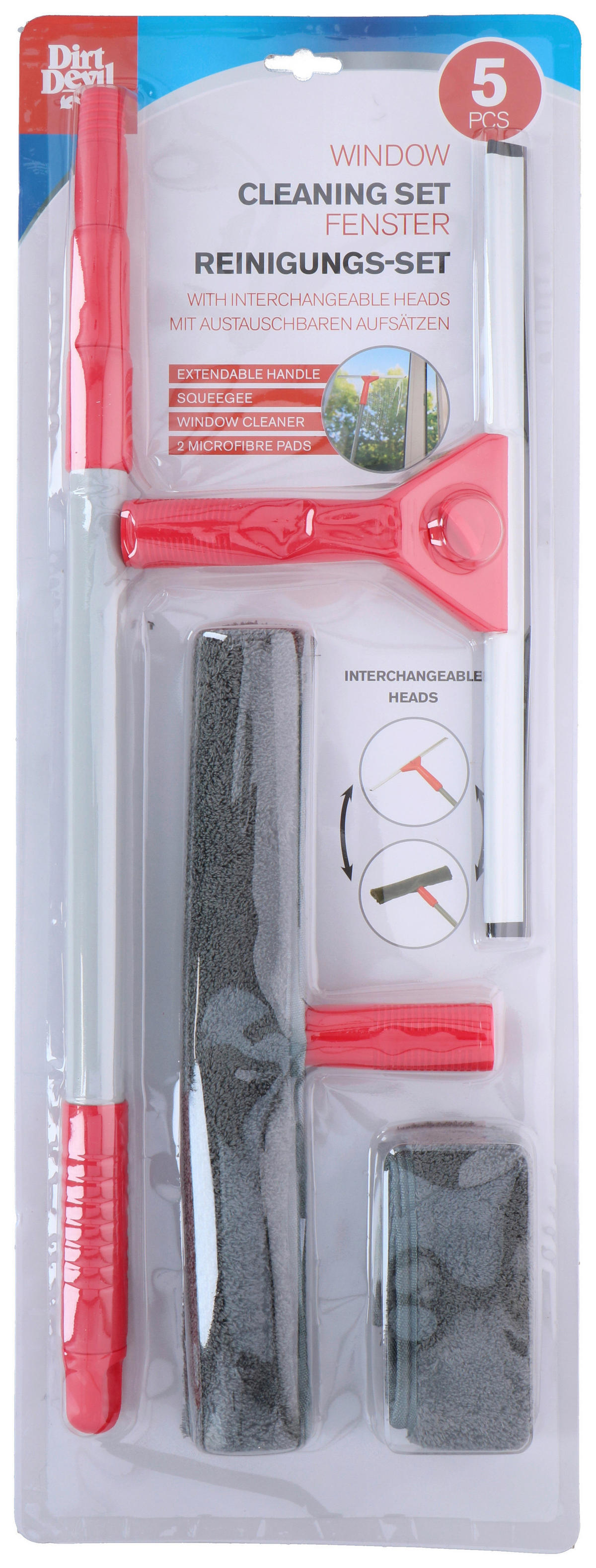 Dirt Devil Fensterreinigungs-Set Fensterreinigungsset - rot/grau (13,00/2,50/2,50cm) - Dirt Devil