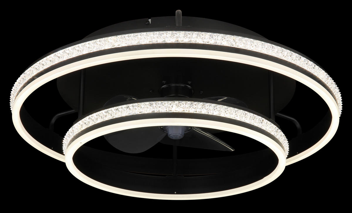 GLOBO LED-Deckenventilator Rauch klar mattschwarz H/D: ca. 20x60 cm max. 40 W KENDALL - klar/mattschwarz (60,00/20,00cm) - GLOBO