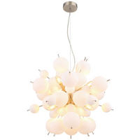 GLOBO Pendelleuchte nickel matt Glas Metall H/D: ca. 120x55 cm E14 6 Brennstellen UDO - nickel matt (55,00/120,00cm) - GLOBO