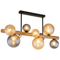 GLOBO LED-Deckenleuchte amber Rauch dunkelbraun Holz Glas Metall B/H/L: ca. 29x45x78 cm 9 Brennstellen RIHA - dunkelbraun/amber (78,00/29,00/45,00cm) - GLOBO