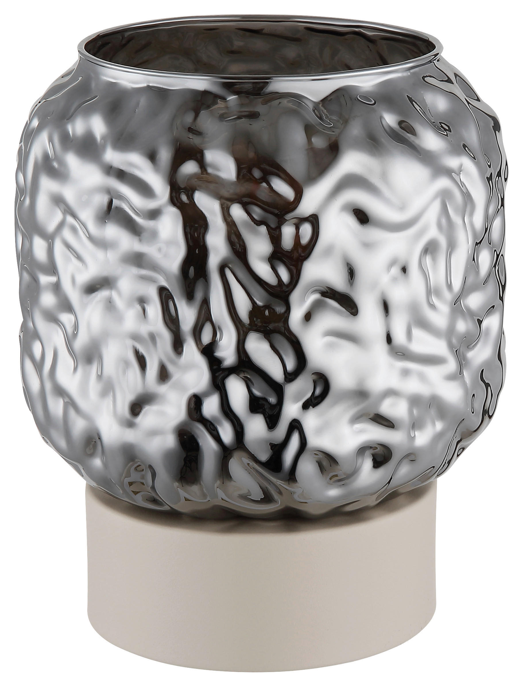 GLOBO Tischleuchte beige Rauch Glas Metall B/H/L: ca. 18x21x18 cm E27 1 Brennstellen Tischleuchte-Antonio - beige/Rauch (18,00/18,00/21,00cm) - GLOBO