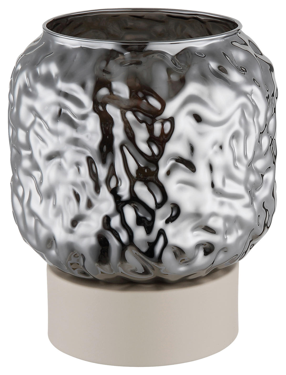 GLOBO Tischleuchte beige Rauch Glas Metall B/H/L: ca. 18x21x18 cm E27 1 Brennstellen Tischleuchte-Antonio - beige/Rauch (18,00/18,00/21,00cm) - GLOBO