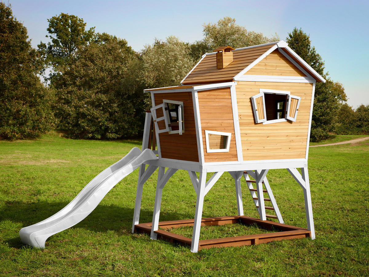 AXI Spielhaus Max braun B/H/L: ca. 432x288x193 cm Max - braun/weiß (193,00/432,00/288,00cm) - AXI