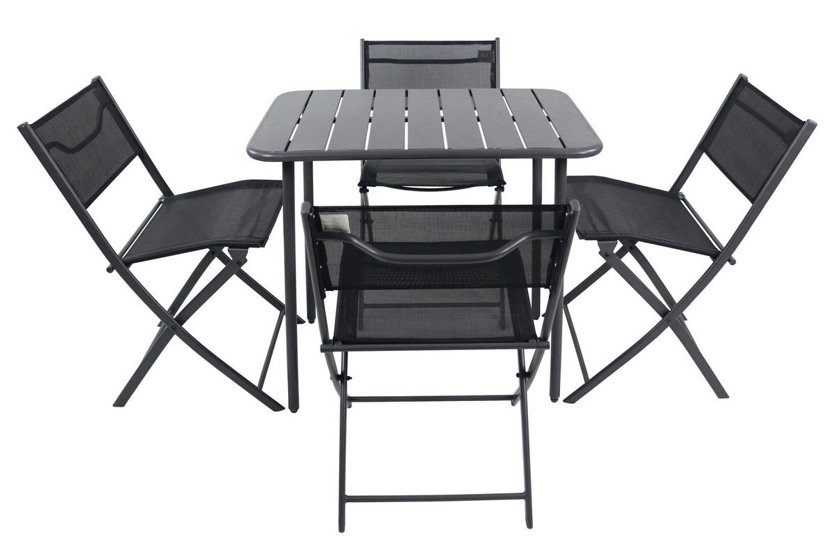 VCM Gartensitzgruppe Sumila schwarz Textilene B/H/L: ca. 80x72x55 cm Sumila - schwarz (55,00/80,00/72,00cm) - VCM