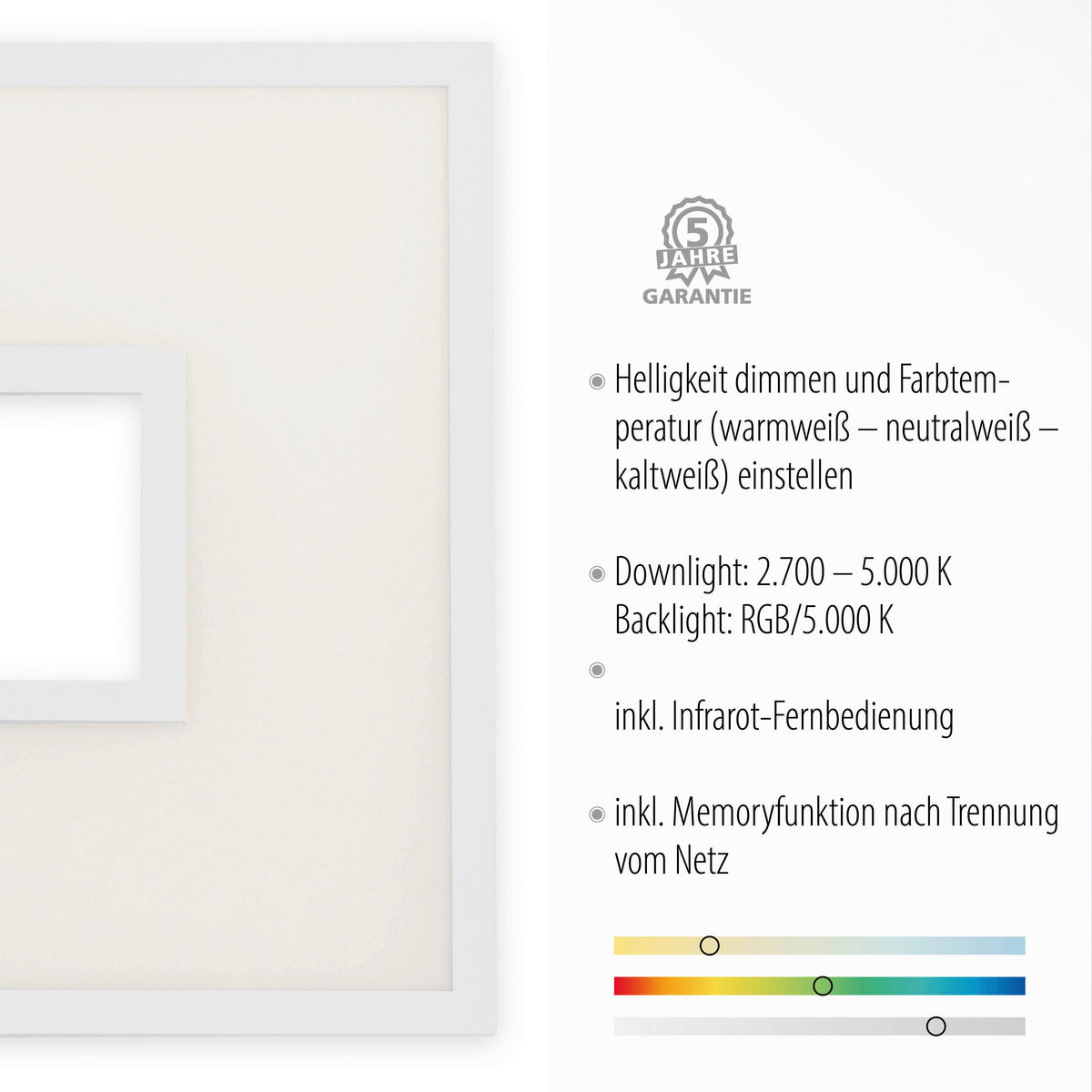 Just Light LED-Deckenleuchte RECESS 11645-16 weiß Kunststoff Metall B/H/T: ca. 45x5x45 cm 1 Brennstellen RECESS - weiß (45,00/5,00/45,00cm) - Just Light
