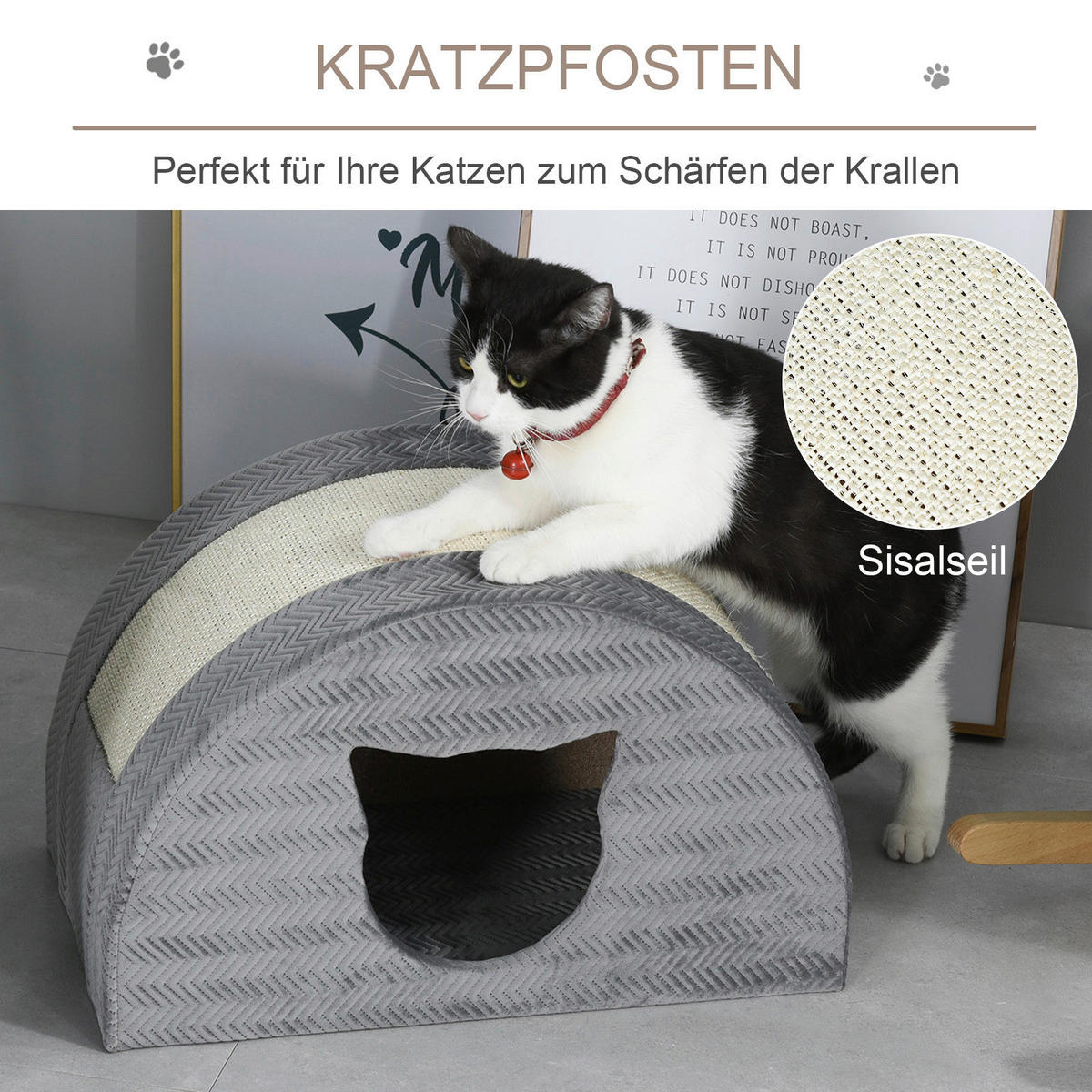 PawHut Katzen-Zubehör grau Edelstahl B/H/L: ca. 30x48,5x30 cm Katzenhöhle - grau (30,00/30,00/48,50cm) - PawHut