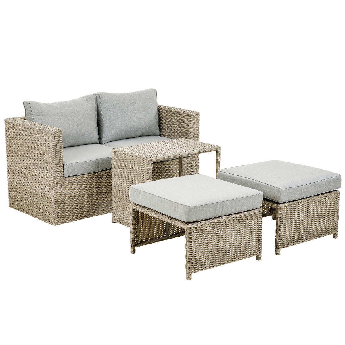 Greemotion Loungeset Olea mini hellbraun Polyester B/H/L: ca. 77x66,5x74,5 cm Olea mini - hellgrau/hellbraun (74,50/77,00/66,50cm) - Greemotion