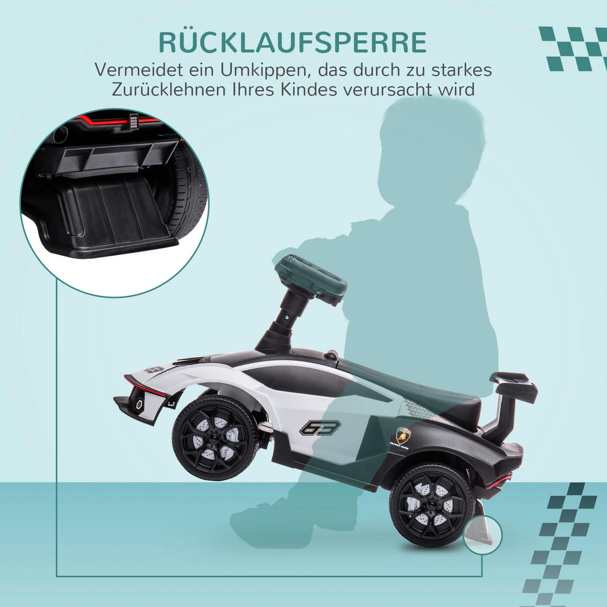 AIYAPLAY Kinder-Elektroauto schwarz B/H/L: ca. 28x38x67 cm Kinder Elektroauto - weiß/schwarz (67,00/28,00/38,00cm) - AIYAPLAY