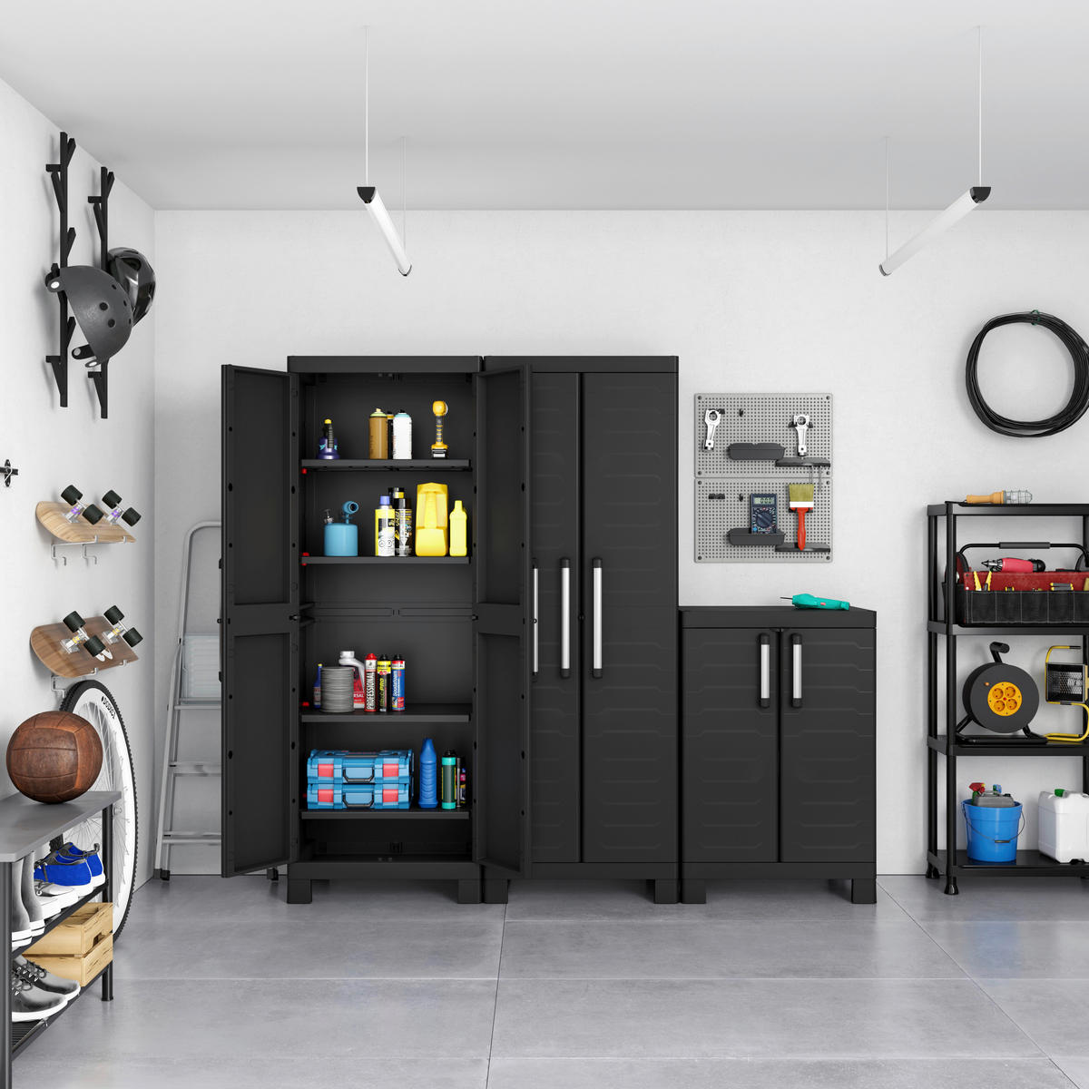 Keter Kunststoffschrank Detroit schwarz Kunststoff B/H/T: ca. 65x182x45 cm Detroit - schwarz (65,00/182,00/45,00cm) - Keter