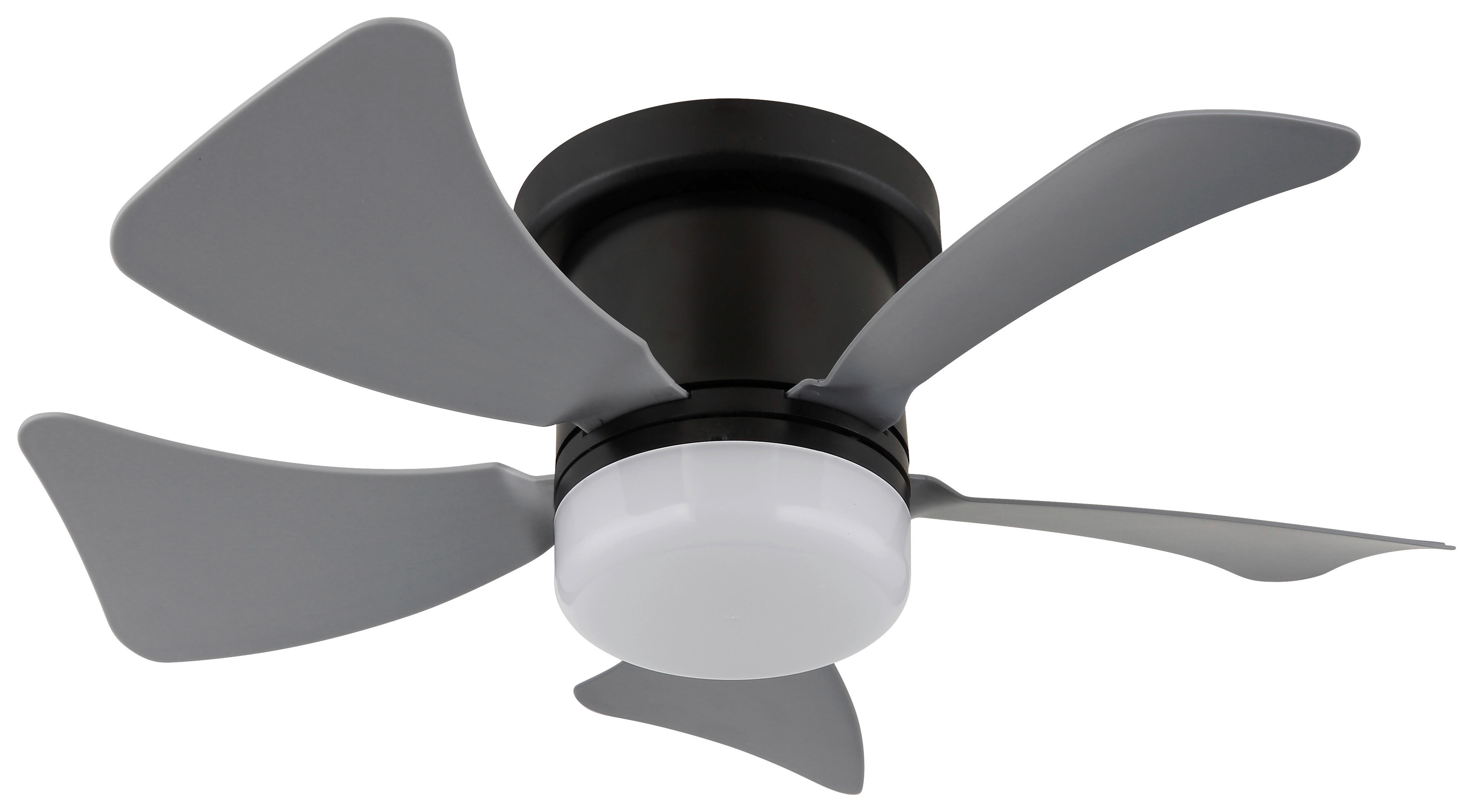 GLOBO Deckenventilator Opal grau mattschwarz H/D: ca. 13x40,6 cm max. 10 W Hines - Opal/mattschwarz (40,60/13,00cm) - GLOBO