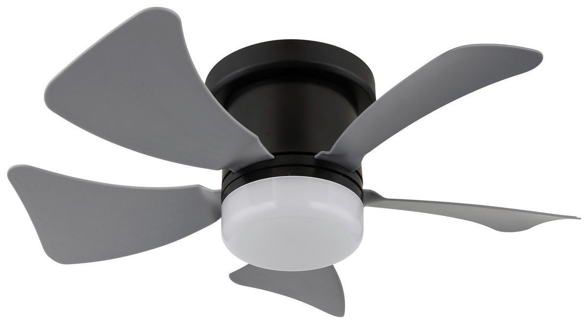 GLOBO Deckenventilator Opal grau mattschwarz H/D: ca. 13x40,6 cm max. 10 W Hines - Opal/mattschwarz (40,60/13,00cm) - GLOBO