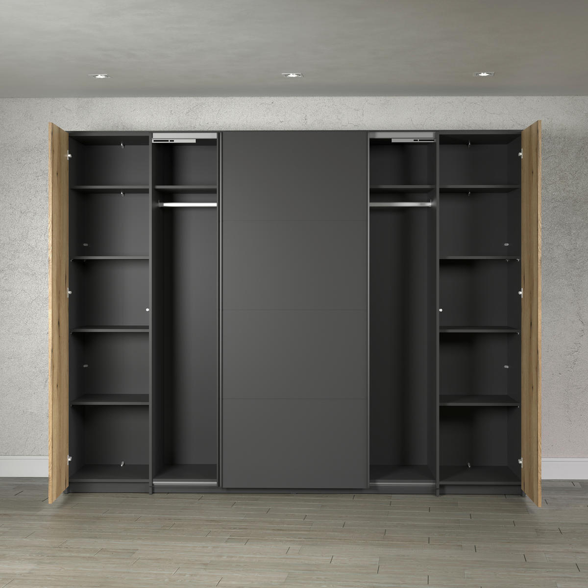 Kleiderschrank Esteban anthrazit B/H/T: ca. 270x210x60 cm Esteban - anthrazit (270,00/210,00/60,00cm)