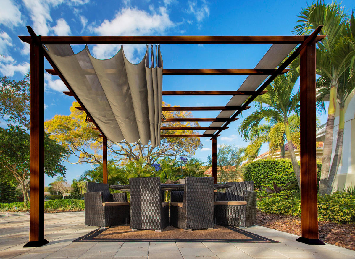 Paragon Outdoor Pavillon Florida braun Metall B/H/L: ca. 350x235x350 cm Florida - braun (350,00/350,00/235,00cm) - Paragon Outdoor
