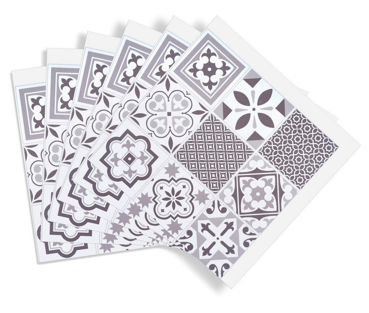 d-c-fix Wandfliese selbstklebend grau B/L: ca. 30,5x30,5 cm Wandfliese_selbstklebend_6Stck. - weiß/grau (30,50/30,50cm) - d-c-fix