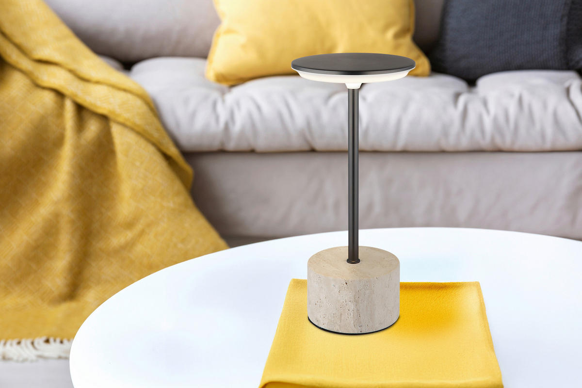 GLOBO Tischleuchte Tischleuchte-Laurena - sand/Chrom (16,50/16,50/31,50cm) - GLOBO